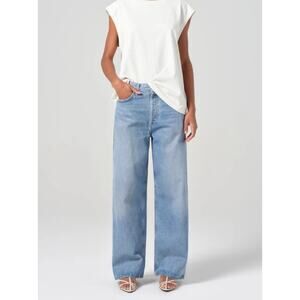 Agolde Women's Low Slung Baggy Jeans in Libertine Medium Indigo Denim Size 26